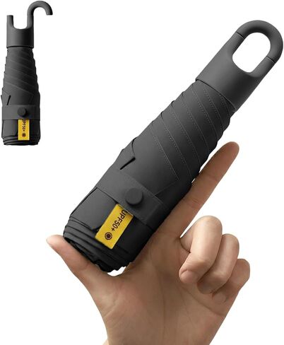 Ultra-Lightweight Folding Umbrella - Mini Parasol with Rotating Handle/Protable/UPF50+/UV Protection/Telfon/Small/Women Men Kids in Kuwait