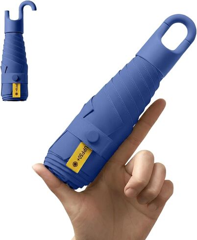 Ultra-Lightweight Folding Umbrella - Mini Parasol with Rotating Handle/Protable/UPF50+/UV Protection/Telfon/Small/Women Men Kids in Kuwait