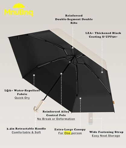 Umbrella with Hidden Handle 41/47 Inch UPF 50+ UV Protection Large Travel Essentials Umbrellas Pocket Manual Open Close Sun Blocking Umbrella for Women Kids and Men Fits Purse Backpack in Kuwait
