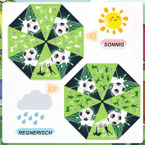 DPKOW Soccer Colour-changing Wet Dry Umbrella, Water Reacting, Folding Compact Umbrella for Backpack Pocket Bag, Football Soccer Gifts Windproof Portable Umbrellas, 23"X39" in Saudi Arabia