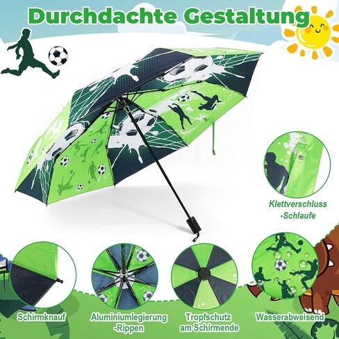 DPKOW Soccer Colour-changing Wet Dry Umbrella, Water Reacting, Folding Compact Umbrella for Backpack Pocket Bag, Football Soccer Gifts Windproof Portable Umbrellas, 23"X39" in Saudi Arabia