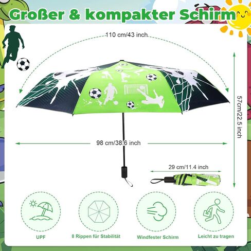 DPKOW Soccer Colour-changing Wet Dry Umbrella, Water Reacting, Folding Compact Umbrella for Backpack Pocket Bag, Football Soccer Gifts Windproof Portable Umbrellas, 23"X39" in Saudi Arabia
