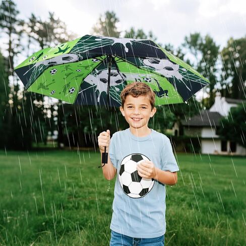 DPKOW Soccer Colour-changing Wet Dry Umbrella, Water Reacting, Folding Compact Umbrella for Backpack Pocket Bag, Football Soccer Gifts Windproof Portable Umbrellas, 23"X39" in Saudi Arabia
