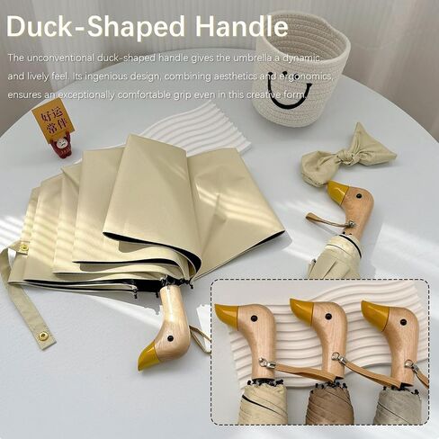 Travel Folding Umbrella With Duck-Shaped Handdle/UPF50+/UV Protection/Telfon/Protable Parasol/Lightweight/Women Kids in Kuwait