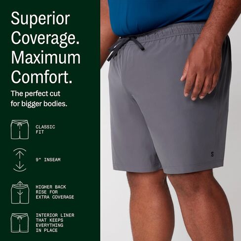 STRONGSIZE Men's Big and Tall 9" Athletic Shorts – Moisture Wicking Quick Dry Lined Shorts Sizes XL-8XL in Saudi Arabia