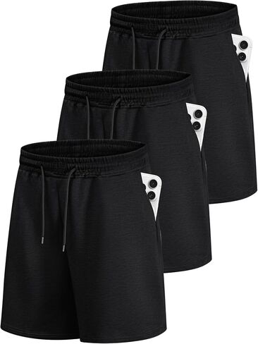 Little Beauty 3 Pack Mens Athletic Shorts 7" Fast Dry Gym Workout Running Shorts with Pockets for Basketball Activewear in Kuwait