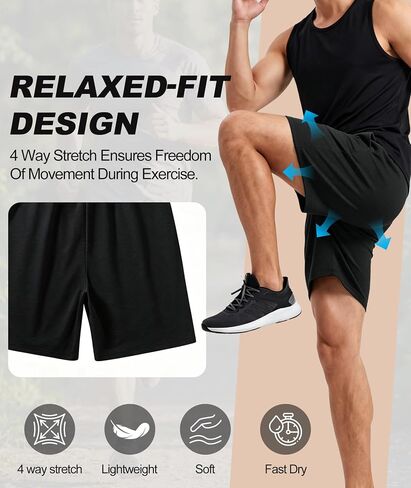 Little Beauty 3 Pack Mens Athletic Shorts 7" Fast Dry Gym Workout Running Shorts with Pockets for Basketball Activewear in Kuwait