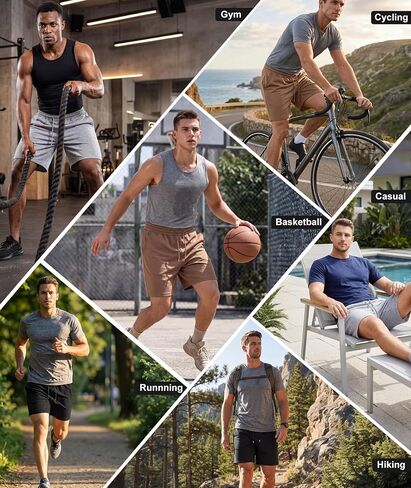 Little Beauty 3 Pack Mens Athletic Shorts 7" Fast Dry Gym Workout Running Shorts with Pockets for Basketball Activewear in Kuwait