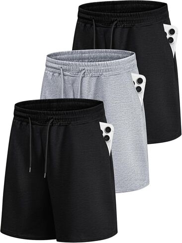 Little Beauty 3 Pack Mens Athletic Shorts 7" Fast Dry Gym Workout Running Shorts with Pockets for Basketball Activewear in Kuwait