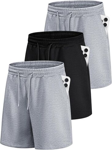 Little Beauty 3 Pack Mens Athletic Shorts 7" Fast Dry Gym Workout Running Shorts with Pockets for Basketball Activewear in Kuwait