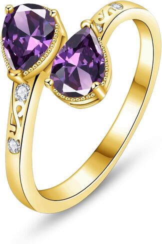 1.6ct Adjustable Vintage Celtic Knot Birthstone Ring, Thickened 14K Gold Plated, Victorian Milgrain Style, Dainty CZ Gemstone Stackable Rings Band Birthday Jewelry Gifts Adjustable (US Size 5-10) in Saudi Arabia