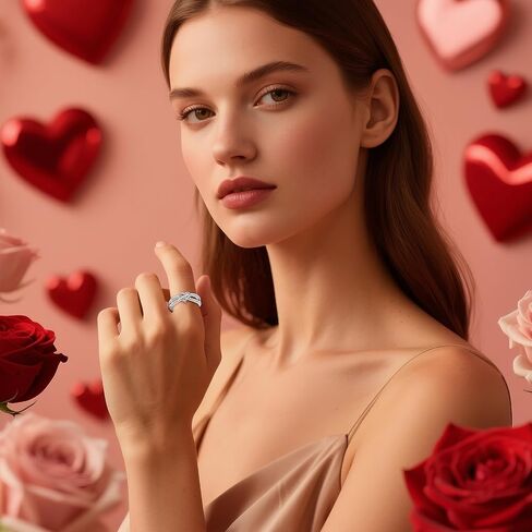 OIDEA Heart Infinity Rings for Women: Eternity Promise Rings for Her Cubic Zirconia Forever Love Knot Ring Stackable Wedding Bands Rings in Kuwait
