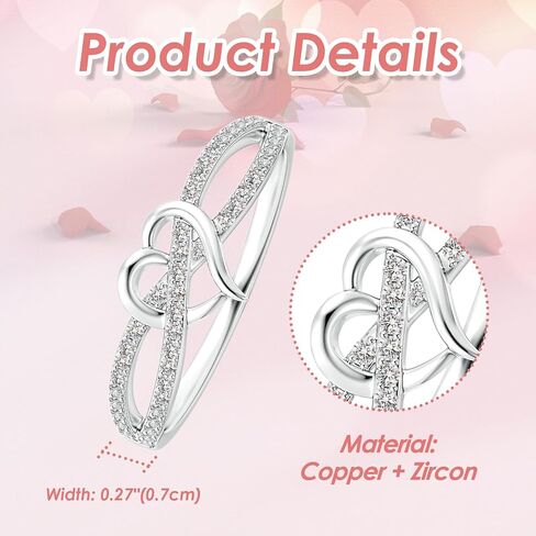 OIDEA Heart Infinity Rings for Women: Eternity Promise Rings for Her Cubic Zirconia Forever Love Knot Ring Stackable Wedding Bands Rings in Kuwait