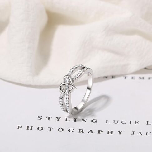 OIDEA Heart Infinity Rings for Women: Eternity Promise Rings for Her Cubic Zirconia Forever Love Knot Ring Stackable Wedding Bands Rings in Kuwait