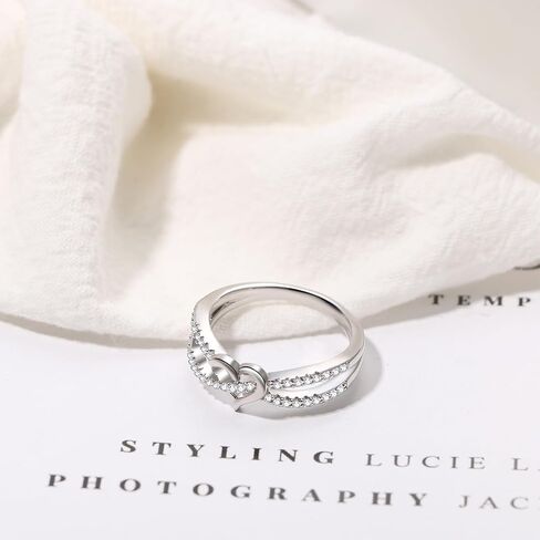 OIDEA Heart Infinity Rings for Women: Eternity Promise Rings for Her Cubic Zirconia Forever Love Knot Ring Stackable Wedding Bands Rings in Kuwait