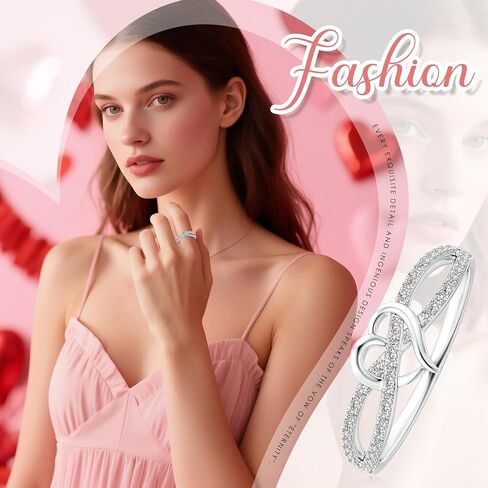 OIDEA Heart Infinity Rings for Women: Eternity Promise Rings for Her Cubic Zirconia Forever Love Knot Ring Stackable Wedding Bands Rings in Kuwait