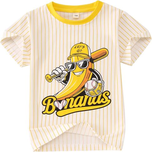 Toddler Boy Girl Baseball Shirt Kids Game Day Short Sleeve T-Shirt Baseball Team Jersey Banana Graphic Tee Tops in Saudi Arabia
