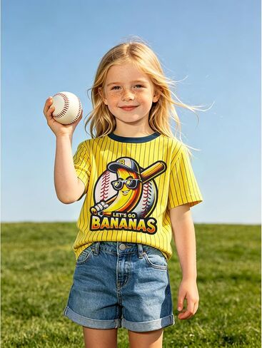 Toddler Boy Girl Baseball Shirt Kids Game Day Short Sleeve T-Shirt Baseball Team Jersey Banana Graphic Tee Tops in Saudi Arabia
