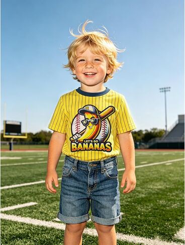 Toddler Boy Girl Baseball Shirt Kids Game Day Short Sleeve T-Shirt Baseball Team Jersey Banana Graphic Tee Tops in Saudi Arabia