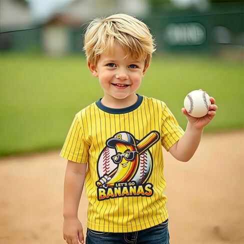 Toddler Boy Girl Baseball Shirt Kids Game Day Short Sleeve T-Shirt Baseball Team Jersey Banana Graphic Tee Tops in Saudi Arabia