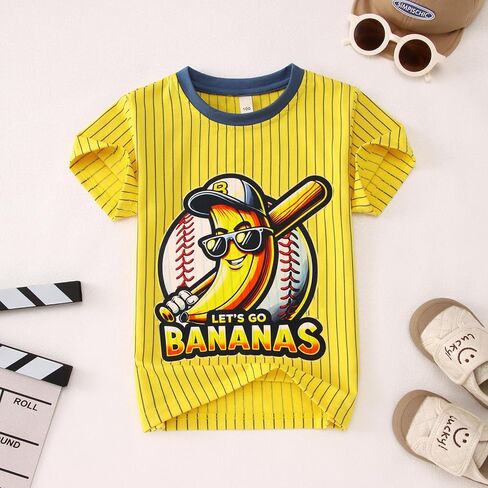 Toddler Boy Girl Baseball Shirt Kids Game Day Short Sleeve T-Shirt Baseball Team Jersey Banana Graphic Tee Tops in Saudi Arabia