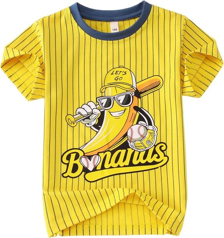 Toddler Boy Girl Baseball Shirt Kids Game Day Short Sleeve T-Shirt Baseball Team Jersey Banana Graphic Tee Tops in Saudi Arabia
