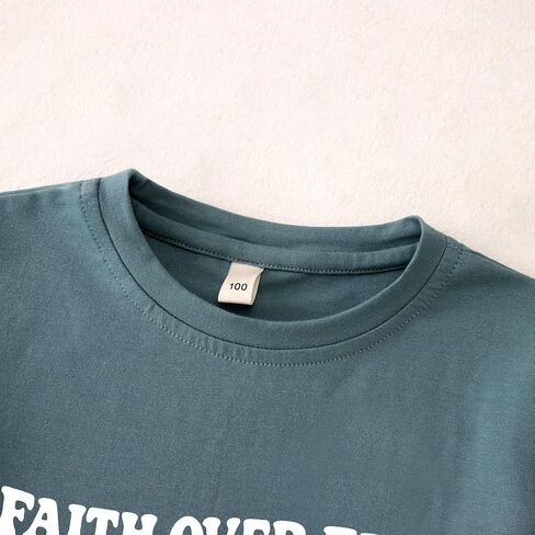 Ritatte Toddler Boys Faith Over Fear Shirt Christian Jesus T Shirts Kids Bible Verse Religious Graphic Tees Tops in Kuwait