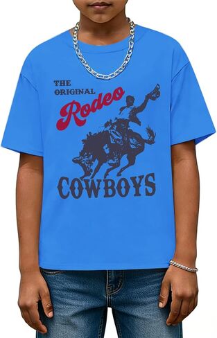 Fkatuzi Cowboy Shirts for Boys Rodeo Western Shirt Kids Country Concert T Shirt Vintage Graphic Tees Cotton Howdy Retro Tops in Saudi Arabia