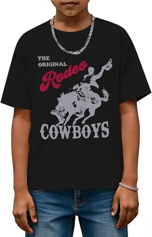 Fkatuzi Cowboy Shirts for Boys Rodeo Western Shirt Kids Country Concert T Shirt Vintage Graphic Tees Cotton Howdy Retro Tops in Saudi Arabia
