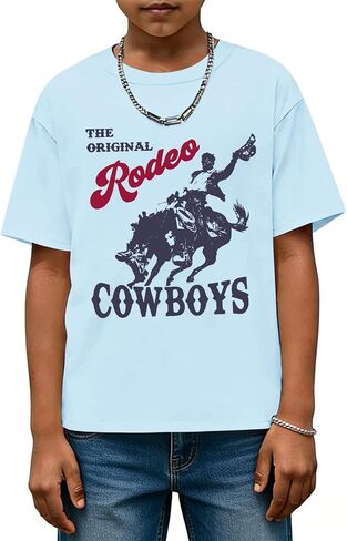 Fkatuzi Cowboy Shirts for Boys Rodeo Western Shirt Kids Country Concert T Shirt Vintage Graphic Tees Cotton Howdy Retro Tops in Saudi Arabia