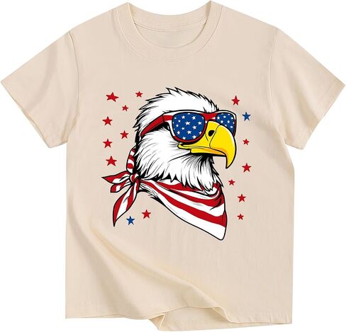 Kids 4th of July Shirts Graphic American Flag T-Shirt Cotton Short Sleeve Tees 3-13 Years in Saudi Arabia