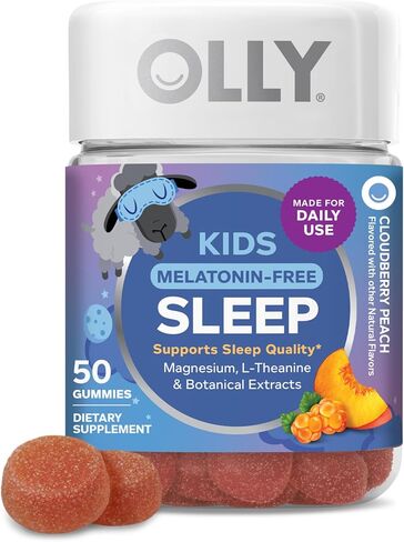 OLLY Kids Melatonin Free Sleep Gummy Supplement, Supports Sleep Quality,* Magnesium, L-Theanine, Lemon Balm, Cloudberry Peach Flavored, 25 Day Supply - 50 Count in Saudi Arabia