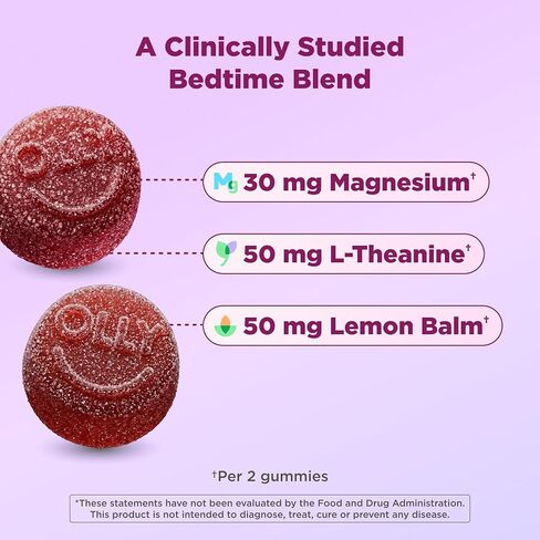 OLLY Kids Melatonin Free Sleep Gummy Supplement, Supports Sleep Quality,* Magnesium, L-Theanine, Lemon Balm, Cloudberry Peach Flavored, 25 Day Supply - 50 Count in Saudi Arabia