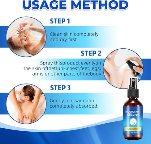 Magnesium Spray, Pure Magnesium Oil Spray for Feet, Leak-Proof Portable Package, Magnesium Oil Body Care Natural Formula, Easy to Absorb and Soothe, 2 fl oz in Saudi Arabia