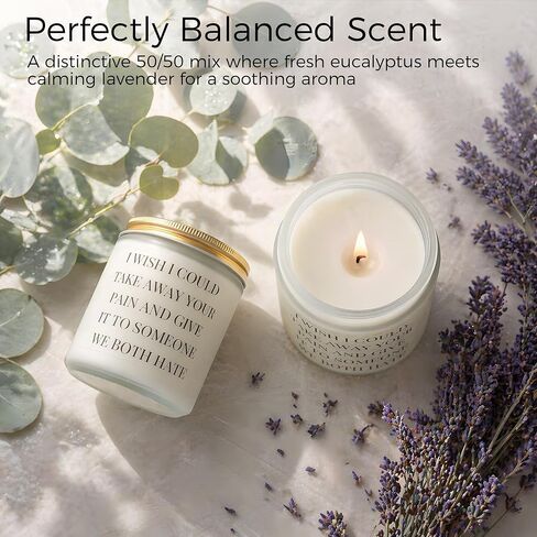 Get Well Soon Gifts for Women Men: Funny Thinking of You Gift After Surgery, Recovery & Sympathy Present for Friends, Family - Lavender & Eucalyptus Scented Soy Candle, 7oz - Cancer Comfort, Grieving in Saudi Arabia