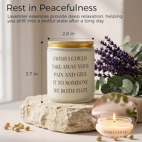 Get Well Soon Gifts for Women Men: Funny Thinking of You Gift After Surgery, Recovery & Sympathy Present for Friends, Family - Lavender & Eucalyptus Scented Soy Candle, 7oz - Cancer Comfort, Grieving in Saudi Arabia