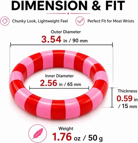 Chunky Resin Bracelets Stripe Bracelets for Women Colorful Y2K Bangles Summer Beach Jewelry Accessories Boho Bracelets for Women in Saudi Arabia