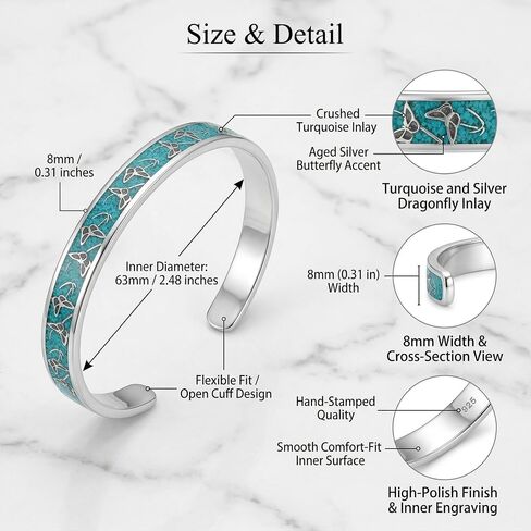 ONEFINITY Butterfly Bracelet 18k White Gold Plated Butterfly Turquoise Bangle Cuff Bracelets for Women Turquoise Jewelry Gifts for Women in Kuwait