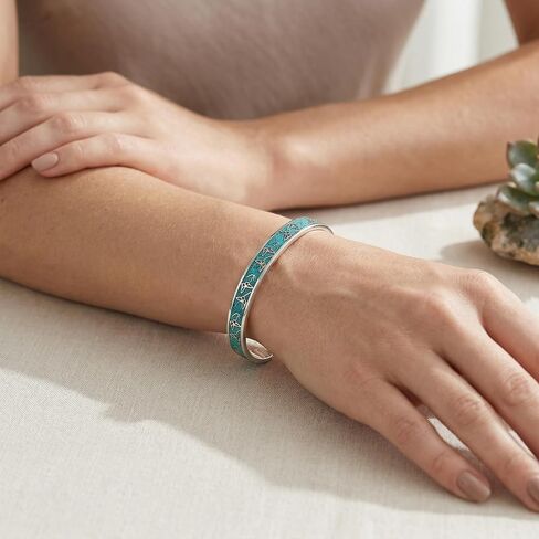 ONEFINITY Butterfly Bracelet 18k White Gold Plated Butterfly Turquoise Bangle Cuff Bracelets for Women Turquoise Jewelry Gifts for Women in Kuwait