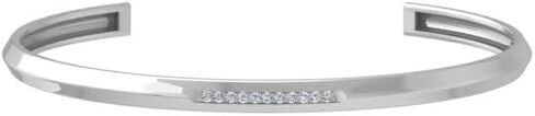 10K Gold or Sterling Silver Lab-Grown Diamond Cuff Bangle Bracelet (1/6 cttw, D-F Color, VS Clarity) in Kuwait