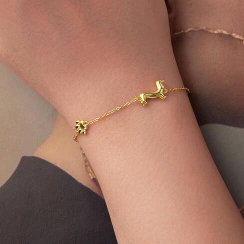 Gold Plated Dchshund Earrings Weiner Dog Charm Link Bracelet for Women Perfet Dachshund Gift for Pet Lovers in Kuwait