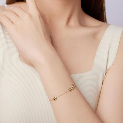 Gold Plated Dchshund Earrings Weiner Dog Charm Link Bracelet for Women Perfet Dachshund Gift for Pet Lovers in Kuwait
