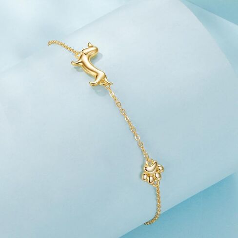 Gold Plated Dchshund Earrings Weiner Dog Charm Link Bracelet for Women Perfet Dachshund Gift for Pet Lovers in Kuwait