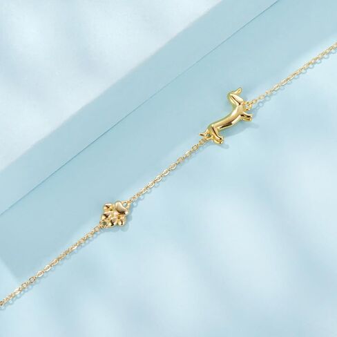 Gold Plated Dchshund Earrings Weiner Dog Charm Link Bracelet for Women Perfet Dachshund Gift for Pet Lovers in Kuwait