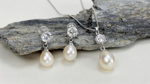 Pearl Necklace and Earrings Set 8.5-10mm Freshwater Real Pearl Jewelry Set for Women 925 Sterling Silver Hypoallergenic Pink, White, Black Cultured Genuine Pearls ,Jewelry Gifts for Wife,Mom,Frined in Saudi Arabia