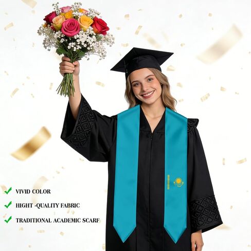 Kazakhstan Flag Graduation Stole Sash for Study Aboard International Students Abroad Adult Unisex in Saudi Arabia