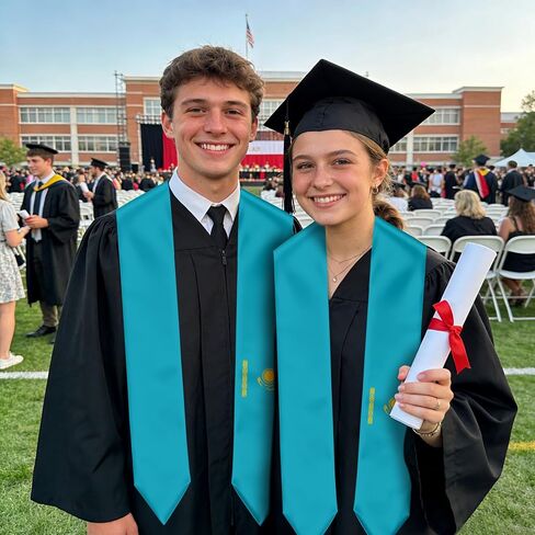 Kazakhstan Flag Graduation Stole Sash for Study Aboard International Students Abroad Adult Unisex in Saudi Arabia