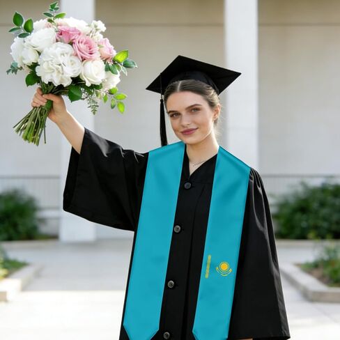 Kazakhstan Flag Graduation Stole Sash for Study Aboard International Students Abroad Adult Unisex in Saudi Arabia