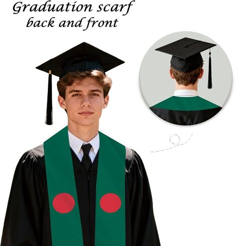 Bangladesh Flag Graduation Stole Sash Scarf Double Layer Polyester Satin Fabric Anti-Wrinkle in Kuwait
