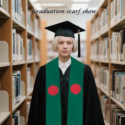 Bangladesh Flag Graduation Stole Sash Scarf Double Layer Polyester Satin Fabric Anti-Wrinkle in Kuwait